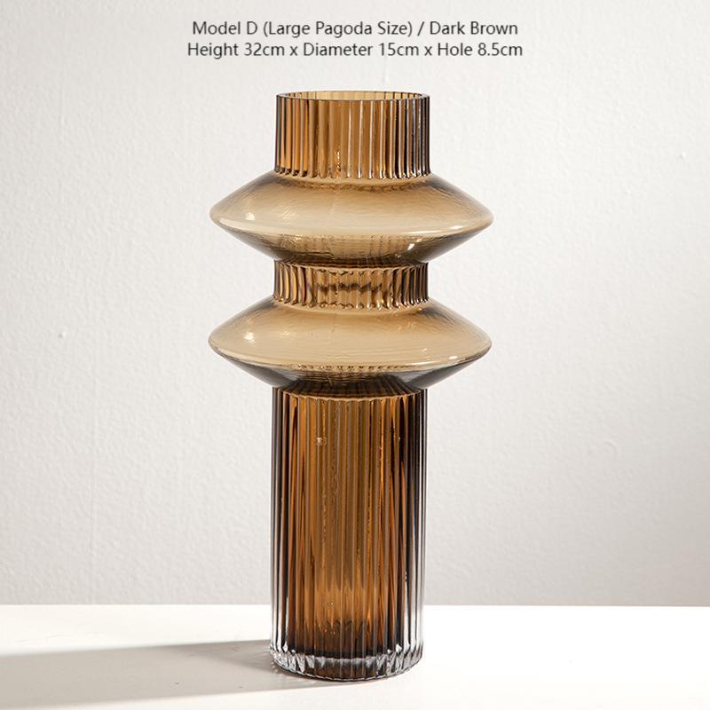Geometric Amber Glass Vase – Modern Minimalist Design