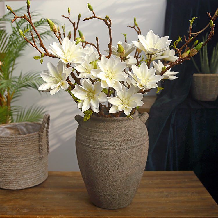Artificial Magnolia Spray – Handmade 3-Head PU Flower