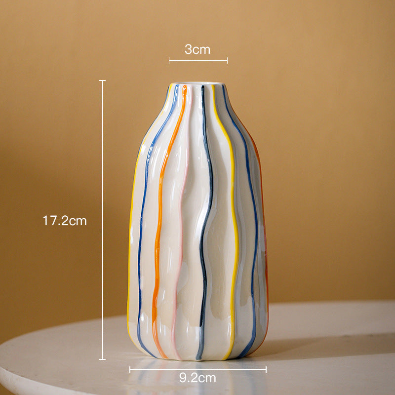 Rainbow Stripe Ceramic Vase – Artistic Home & Office Décor