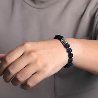 TIMORY Faceted Dumortierite & Black Agate Bracelet