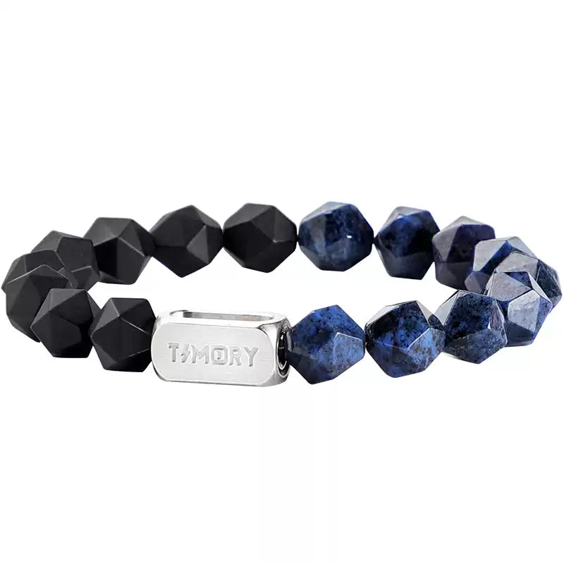 TIMORY Faceted Dumortierite & Black Agate Bracelet