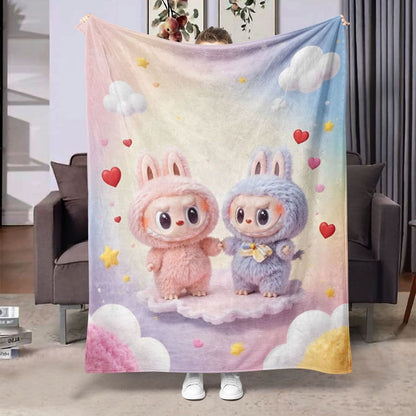 LabuBoo Flannel Blanket – All-Season Cartoon Tapestry Throw