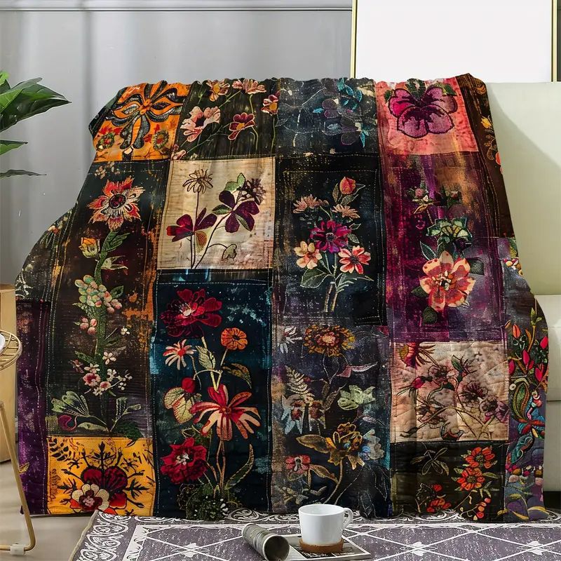 Double-Sided Printed Flannel Blanket – Cozy Floral Fleece Throw for Warmth & Home Décor