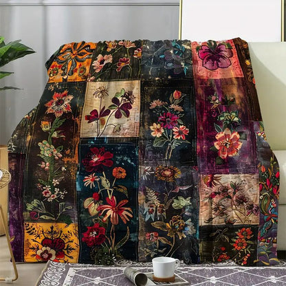 Double-Sided Printed Flannel Blanket – Cozy Floral Fleece Throw for Warmth & Home Décor