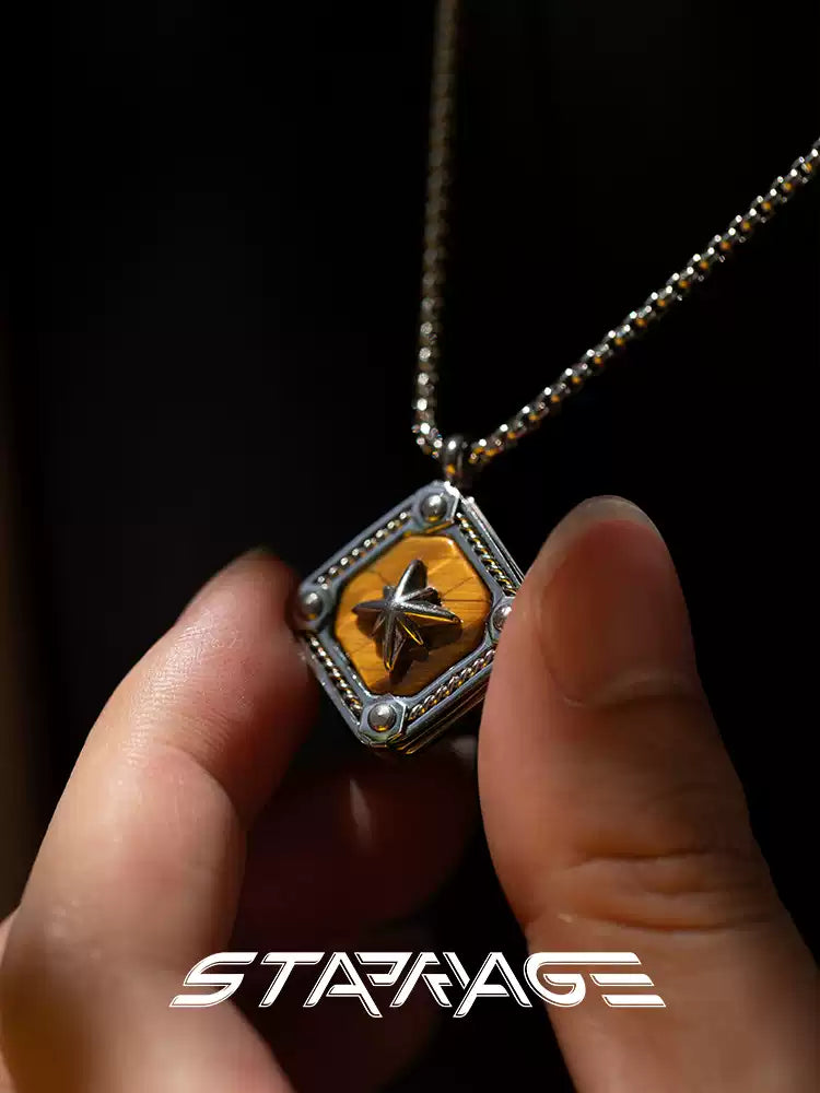 STRRY AGE Series · Tiger’s Eye Octagram Pendant Necklace