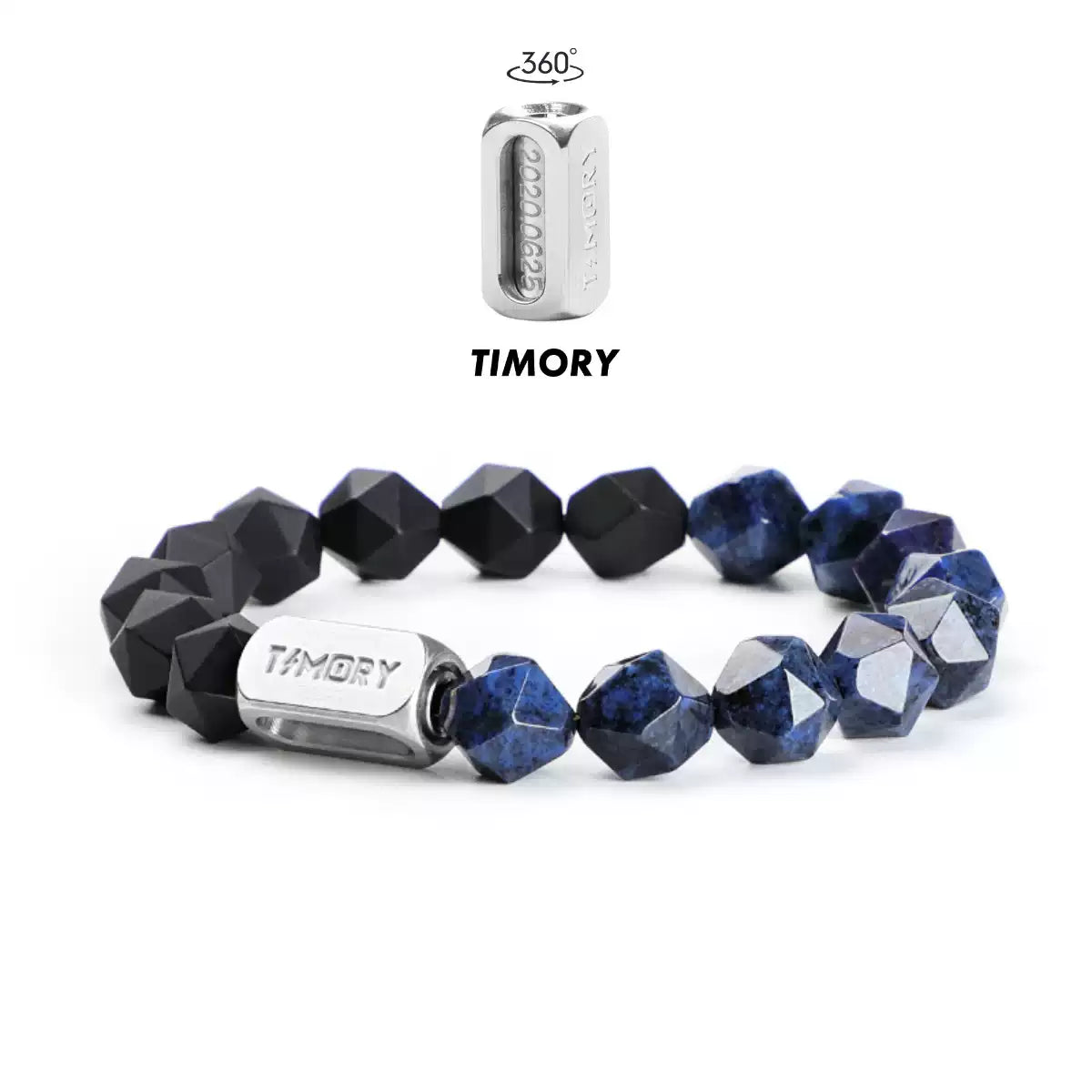 TIMORY Faceted Dumortierite & Black Agate Bracelet