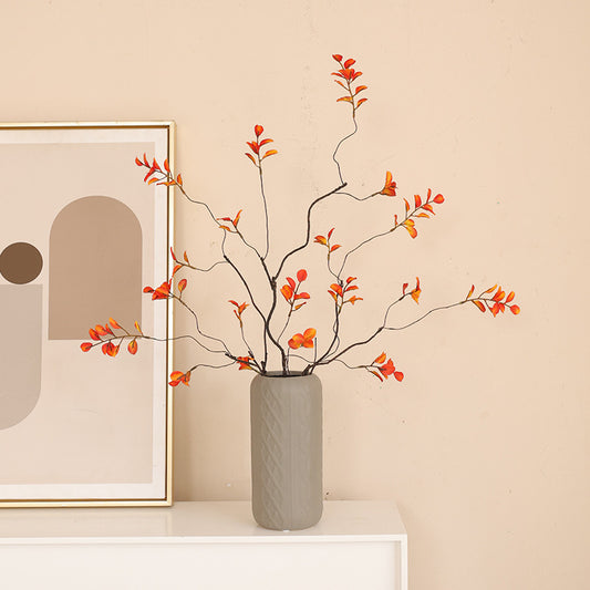 Artificial Autumn Branch – 3-Fork Short Stem with Fall Leaves