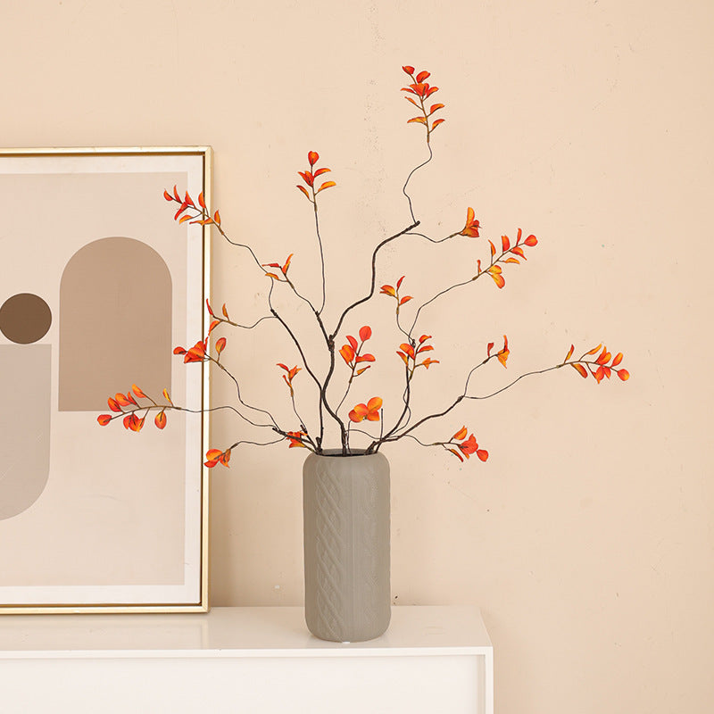 Artificial Autumn Branch – 3-Fork Short Stem with Fall Leaves