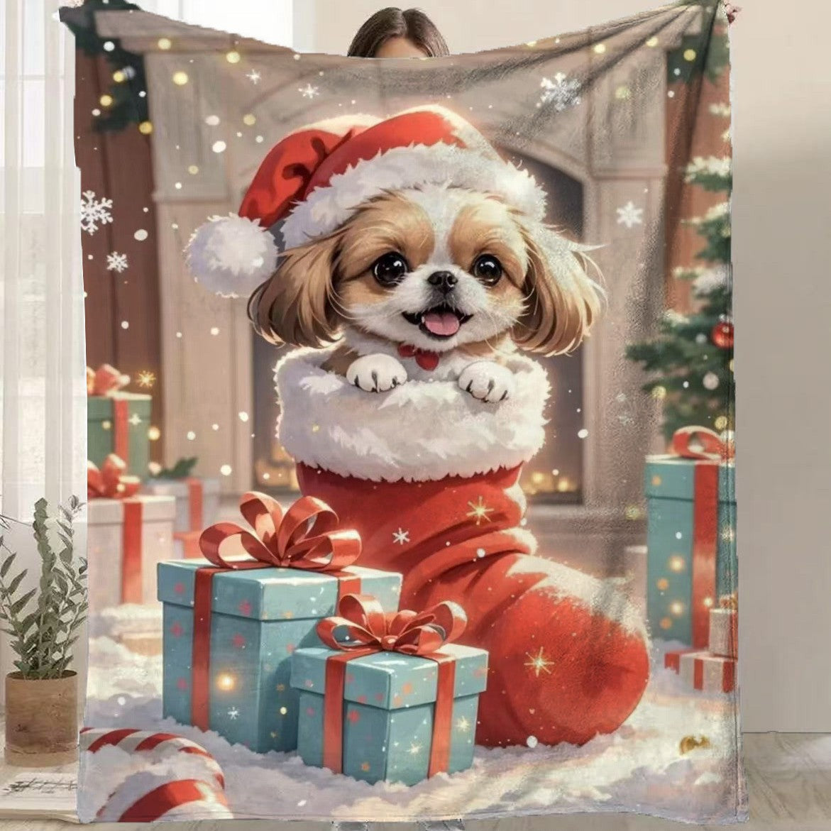 Christmas Flannel Blanket – Warm, Thickened Holiday Throw for Cozy Winter Décor