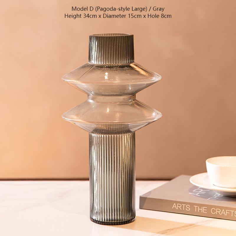 Geometric Amber Glass Vase – Modern Minimalist Design