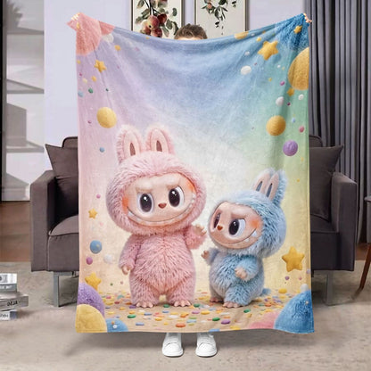 LabuBoo Flannel Blanket – All-Season Cartoon Tapestry Throw