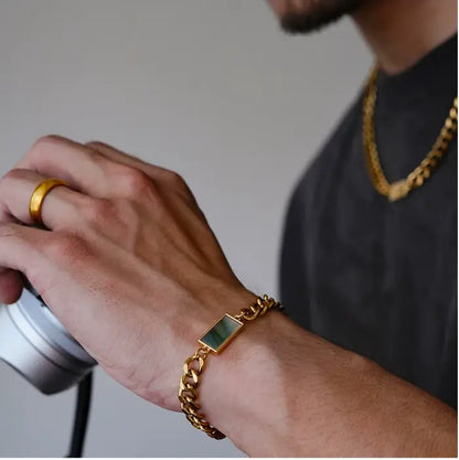 1sman Series – Original Rectangular Mother-of-Pearl Cuban Chain Bracelet