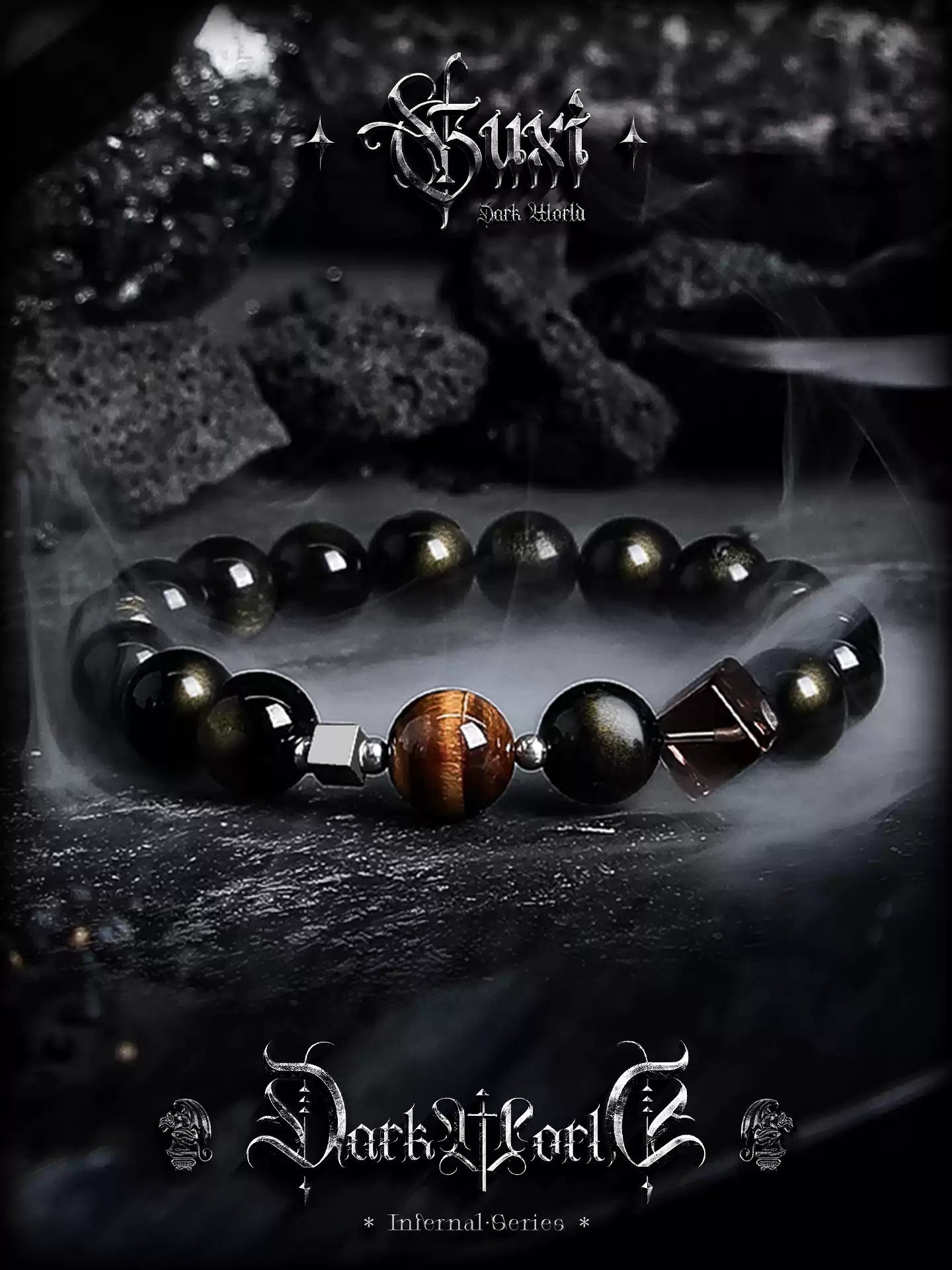 GUXI 【ZHAO】 Golden Obsidian Bracelet for Men  Minimal Power · Premium Presence