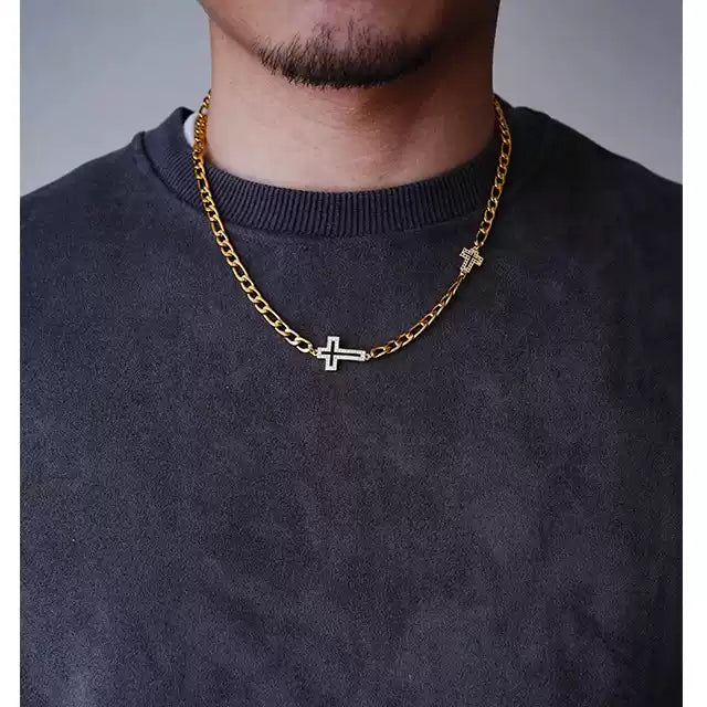 1sman Series – Original Double Cross Gold Pendant Necklace