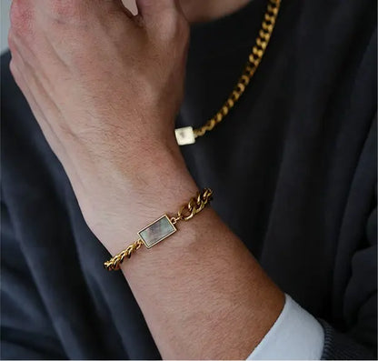 1sman Series – Original Rectangular Mother-of-Pearl Cuban Chain Bracelet