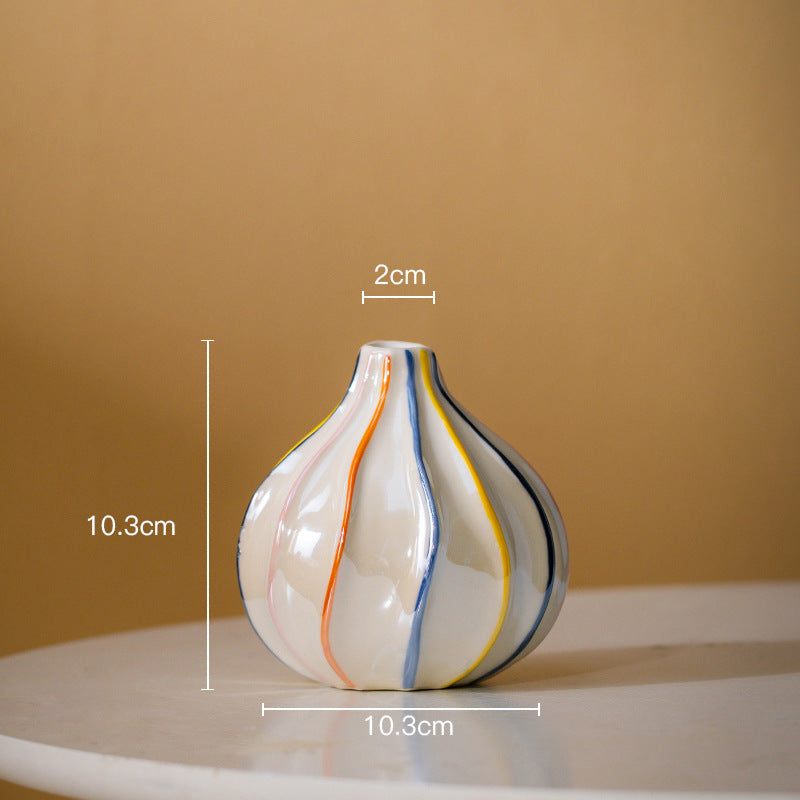 Rainbow Stripe Ceramic Vase – Artistic Home & Office Décor