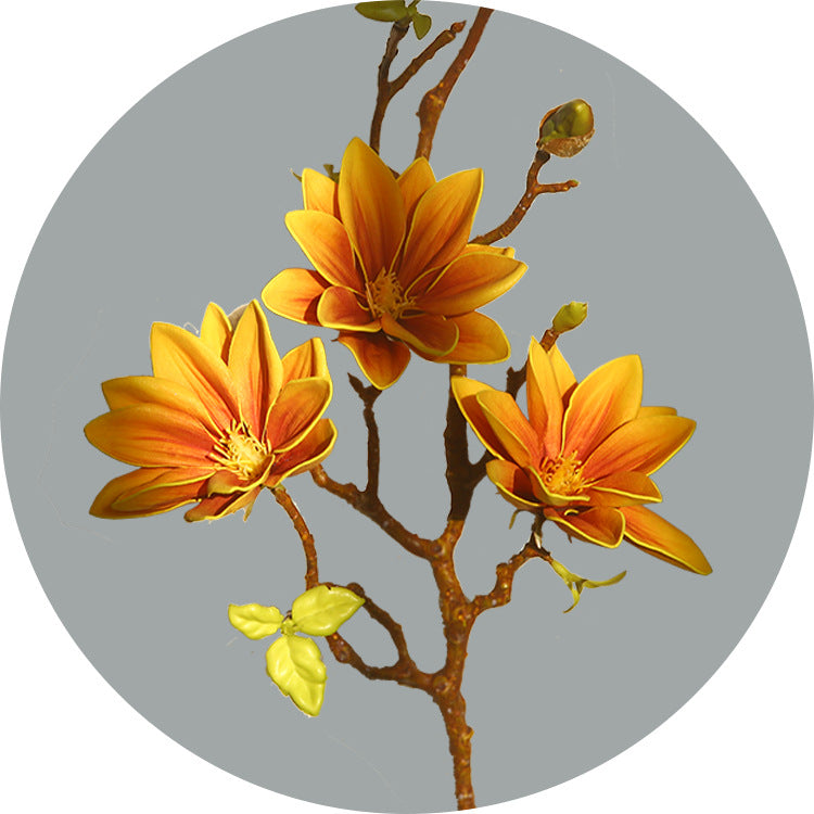 Artificial Magnolia Spray – Handmade 3-Head PU Flower