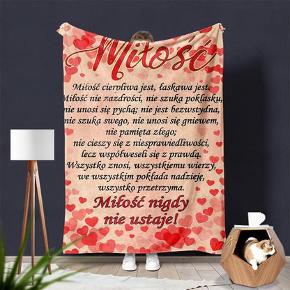 Flannel Printed Throw Blanket – “Letters of Love” Cozy Fleece Blanket