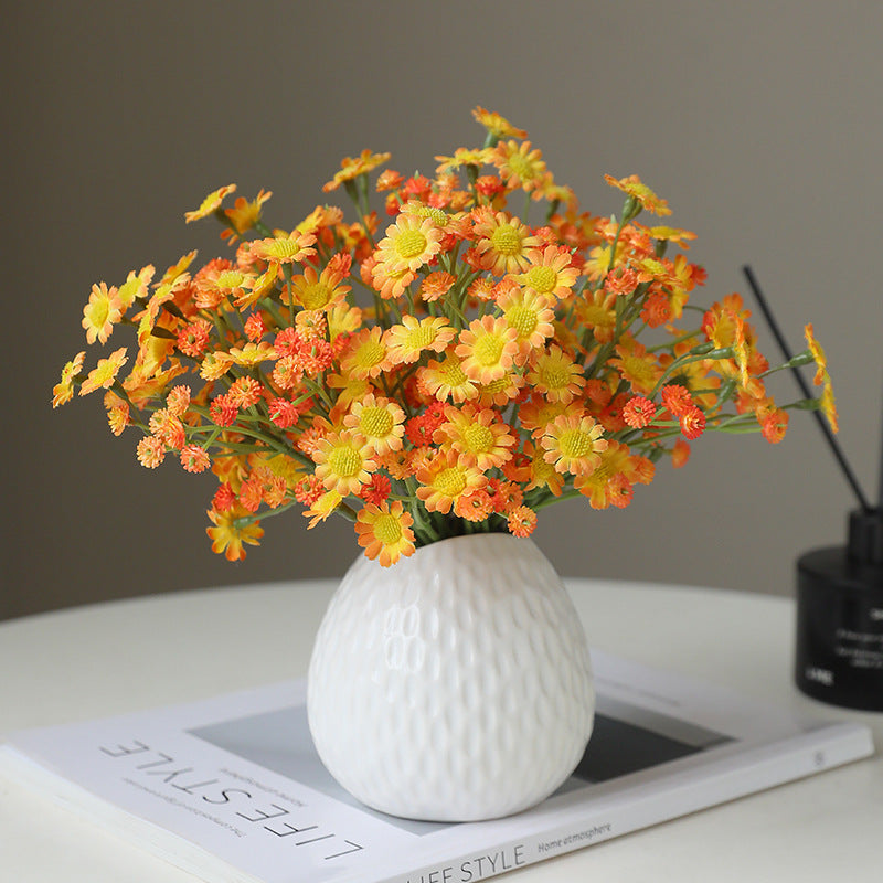 Artificial 3-Branch Baby’s Breath & Mini Daisy Bouquet – Handmade Silk Flowers
