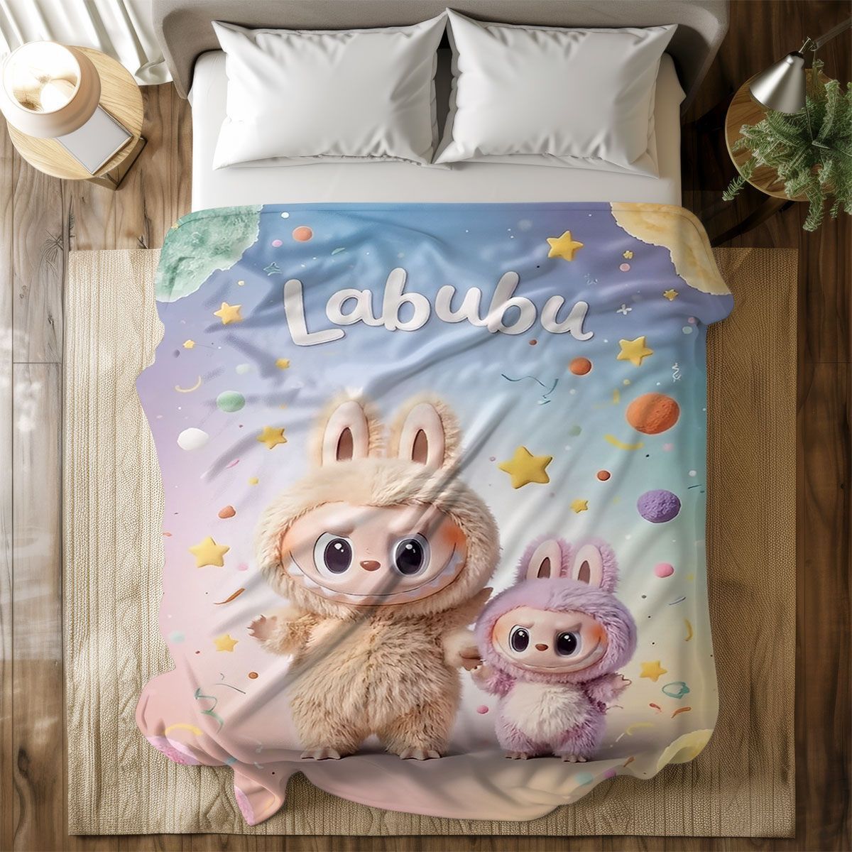 LabuBoo Flannel Blanket – All-Season Cartoon Tapestry Throw