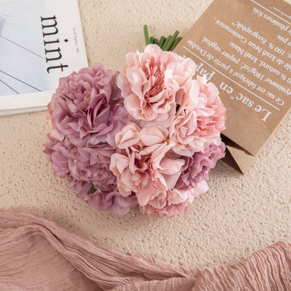 Artificial “Heavenly Fragrance” Hydrangea Peony Bouquet – Handmade Silk Flowers