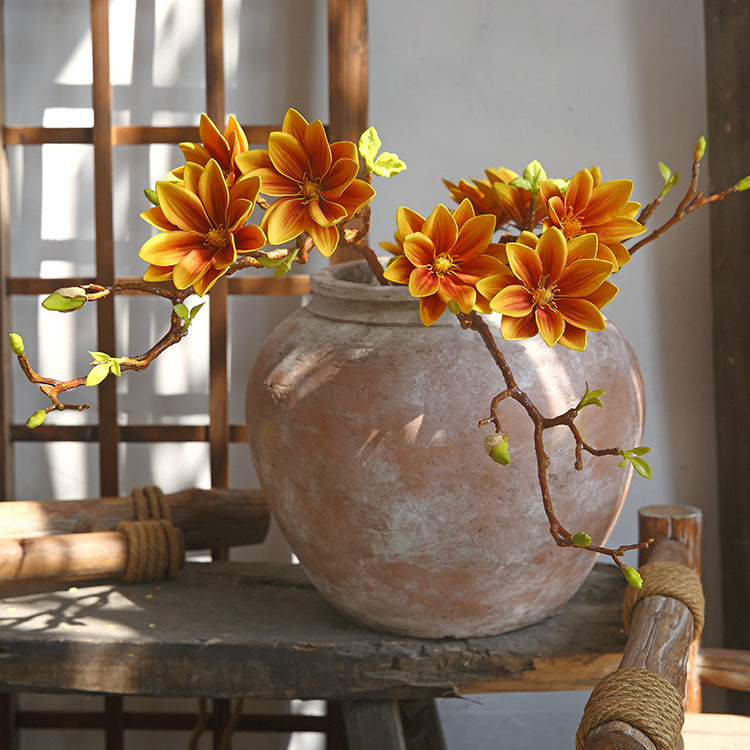 Artificial Magnolia Spray – Handmade 3-Head PU Flower