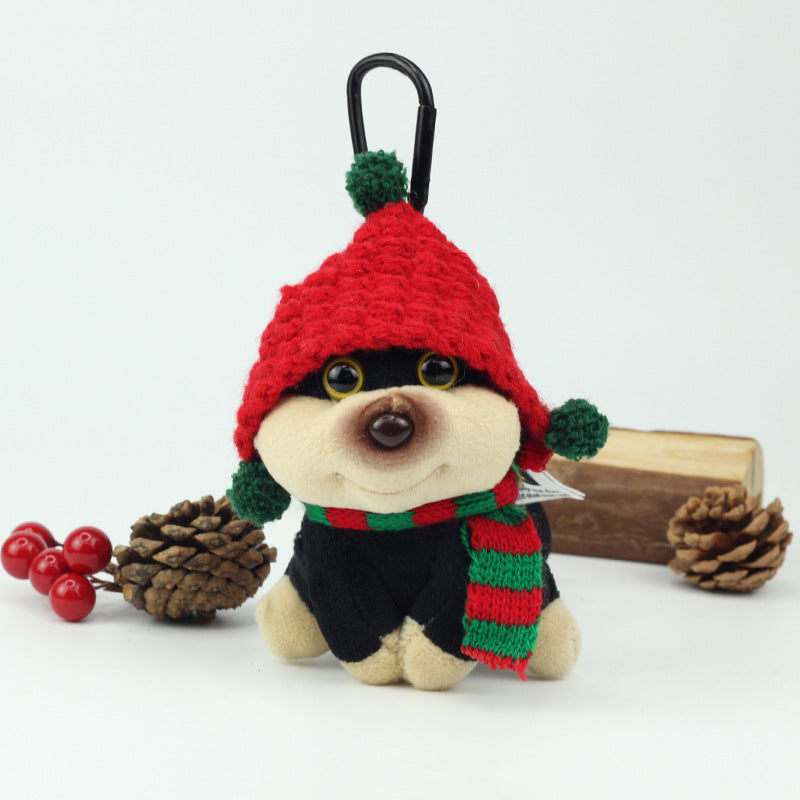 Christmas Bee Dog Plush Keychain – Cute Puppy Holiday Bag Charm