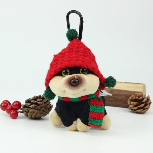 Christmas Bee Dog Plush Keychain – Cute Puppy Holiday Bag Charm
