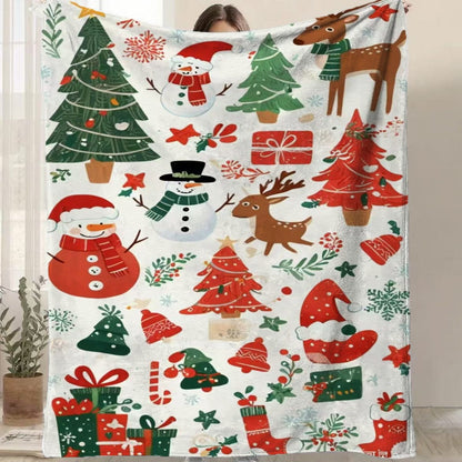 Christmas Flannel Blanket – Warm, Thickened Holiday Throw for Cozy Winter Décor
