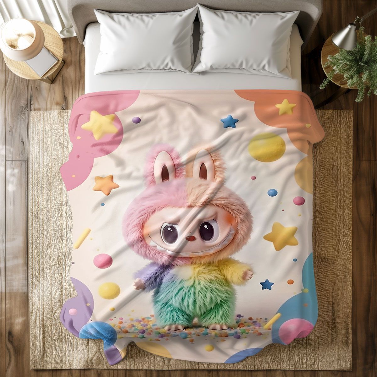 LabuBoo Flannel Blanket – All-Season Cartoon Tapestry Throw