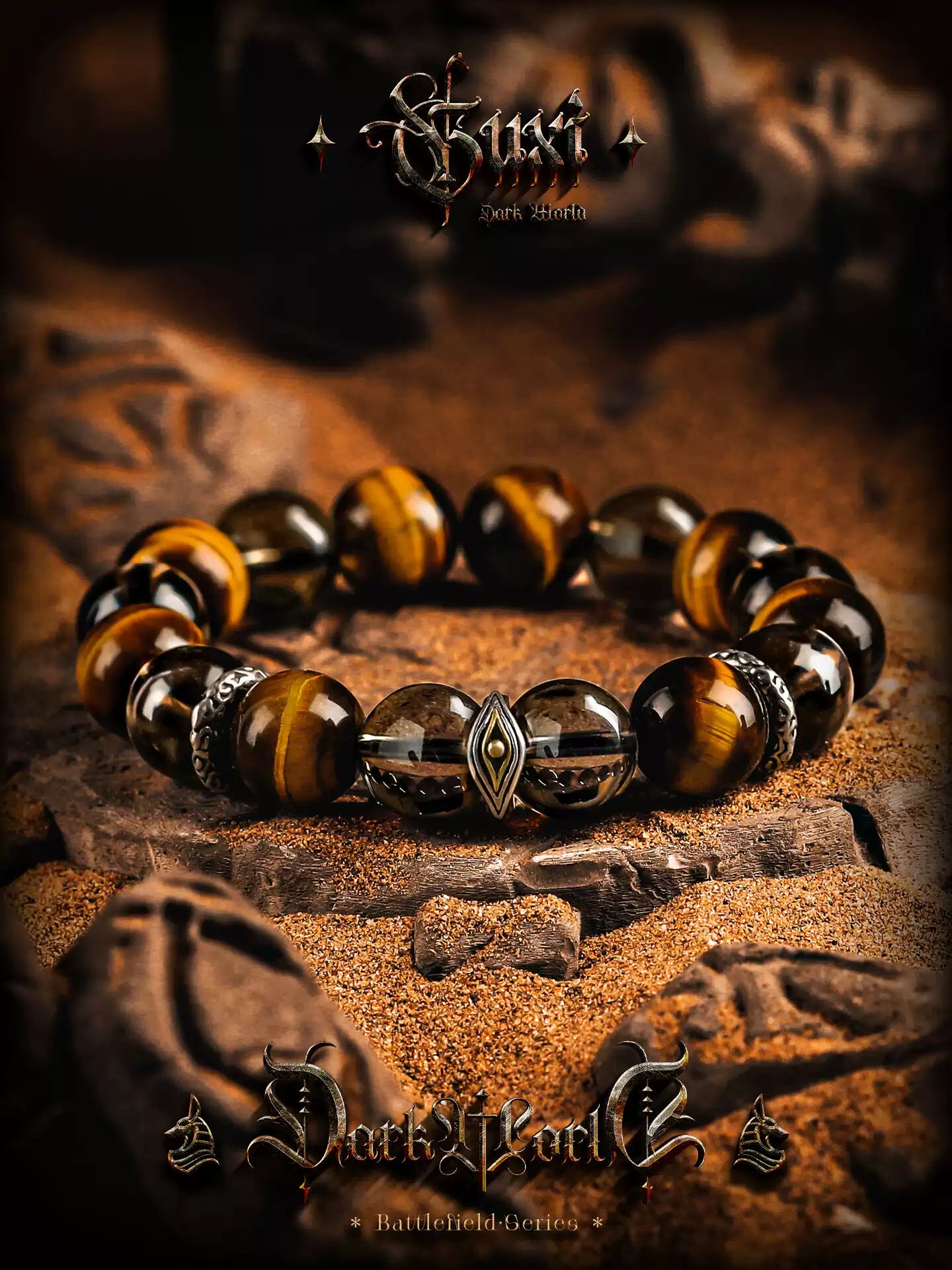 GUXI 【Eye of Insight】 Natural Lightning Tiger Eye Bracelet for Men