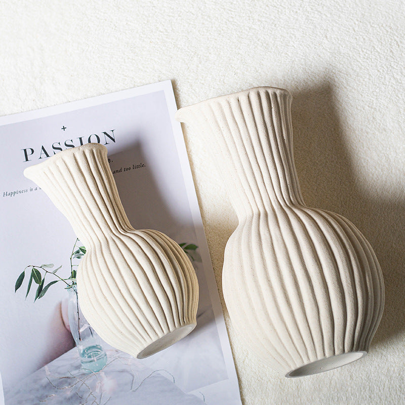 Minimalist Ceramic Vase – Seashell Texture Matte Glazed