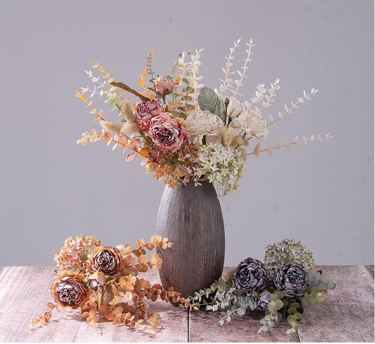 Artificial “Woodland Rose Bouquet” – Handmade Fabric Flower Arrangement