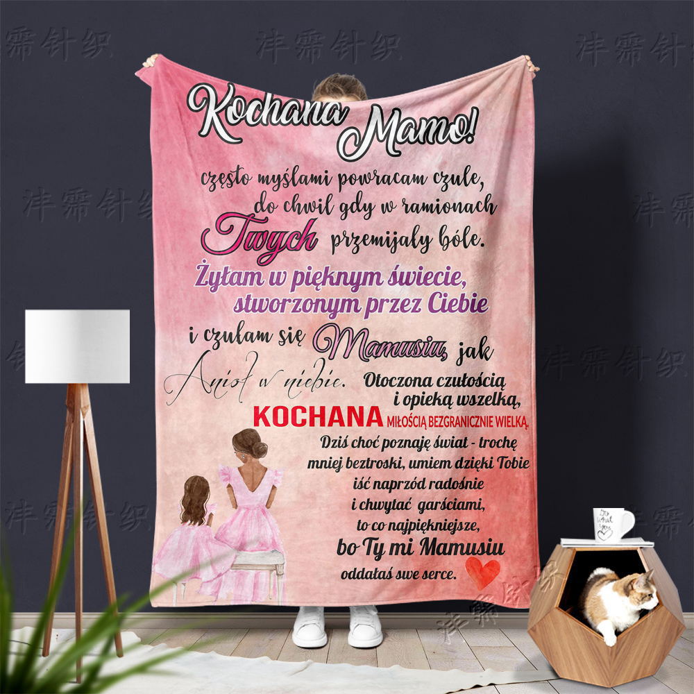 Flannel Printed Throw Blanket – “Letters of Love” Cozy Fleece Blanket