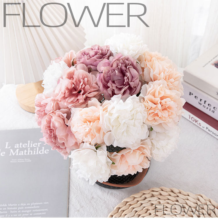 Artificial “Heavenly Fragrance” Hydrangea Peony Bouquet – Handmade Silk Flowers