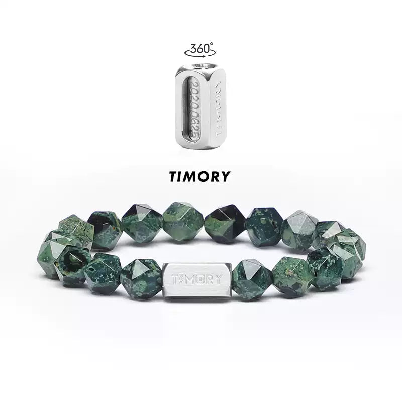 TIMORY Time Memory Series Faceted “Que Sera” Stone Time Capsule Bracelet