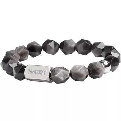 TIMORY Time Capsule Series Silver Sheen Obsidian Bracelet for Men
