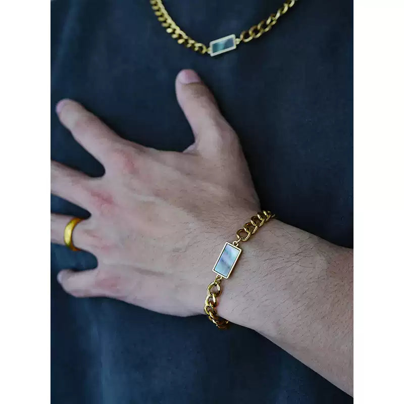 1sman Series – Original Rectangular Mother-of-Pearl Cuban Chain Bracelet