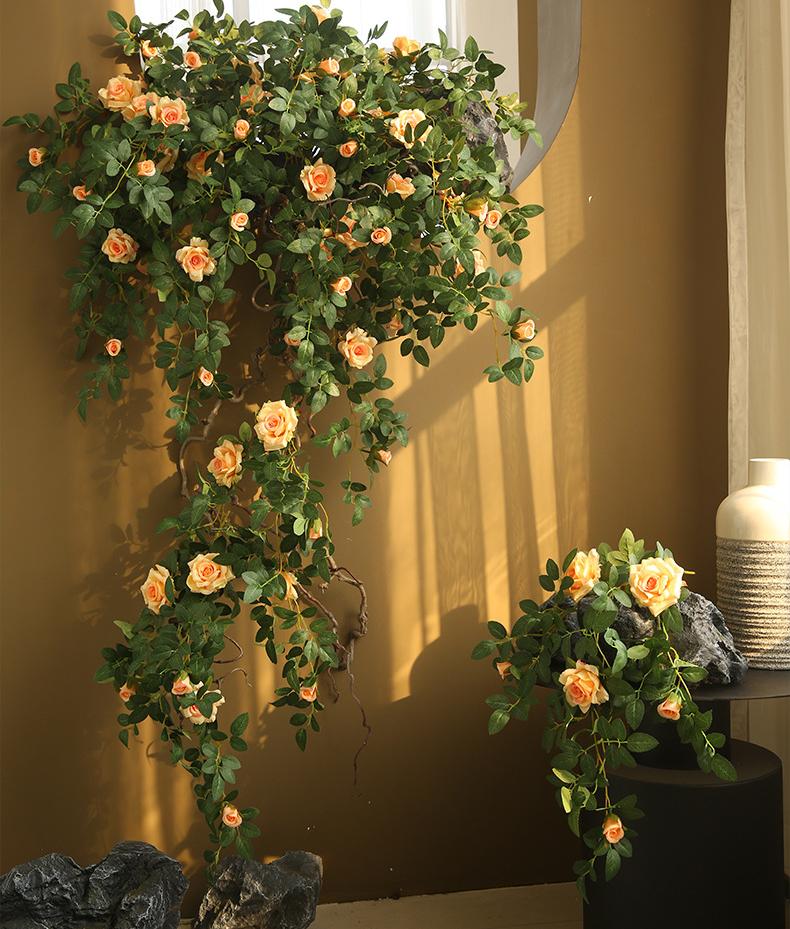 Artificial Climbing Rose Vine – Handmade Silk Flower Wall Hanging