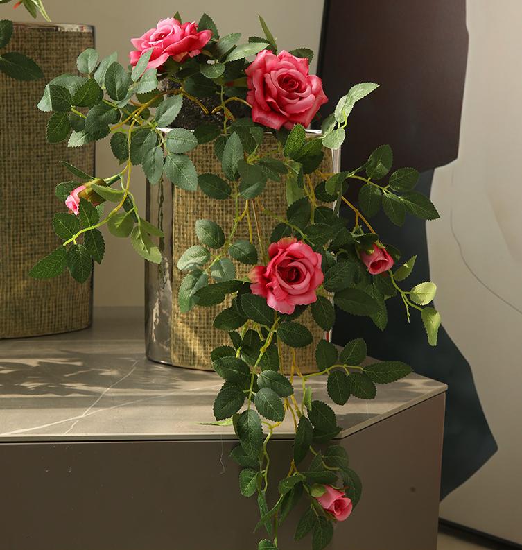 Artificial Climbing Rose Vine – Handmade Silk Flower Wall Hanging