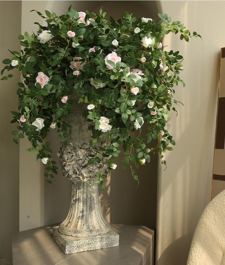 Artificial Climbing Rose Vine – Handmade Silk Flower Wall Hanging