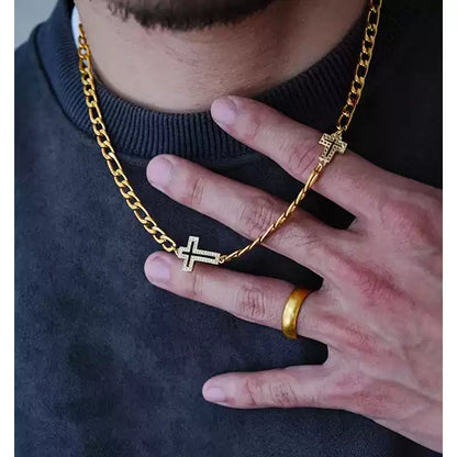 1sman Series – Original Double Cross Gold Pendant Necklace