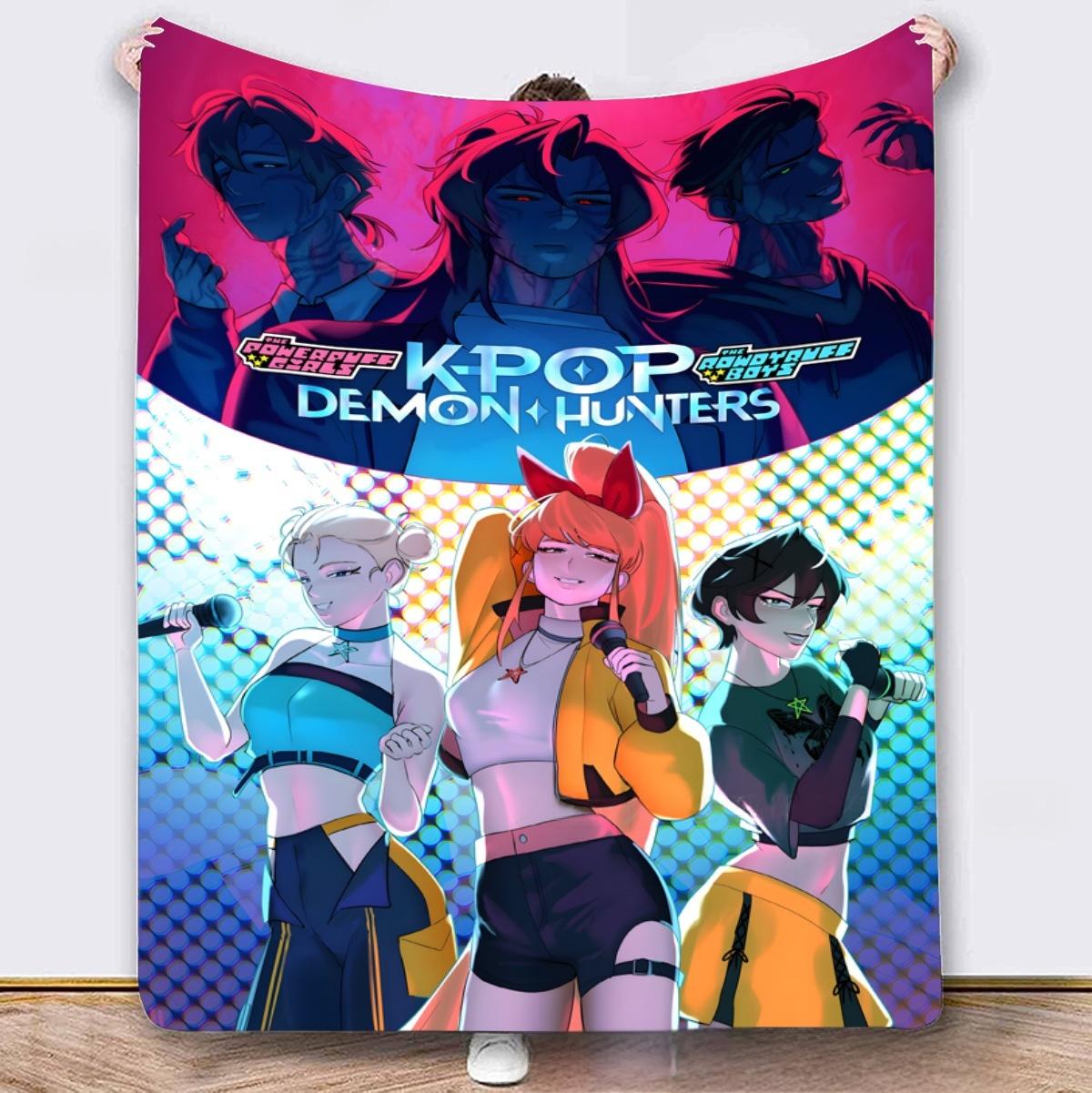 K-POP Demon Hunt Girl Group Flannel Blanket – Soft Anime Fleece Throw
