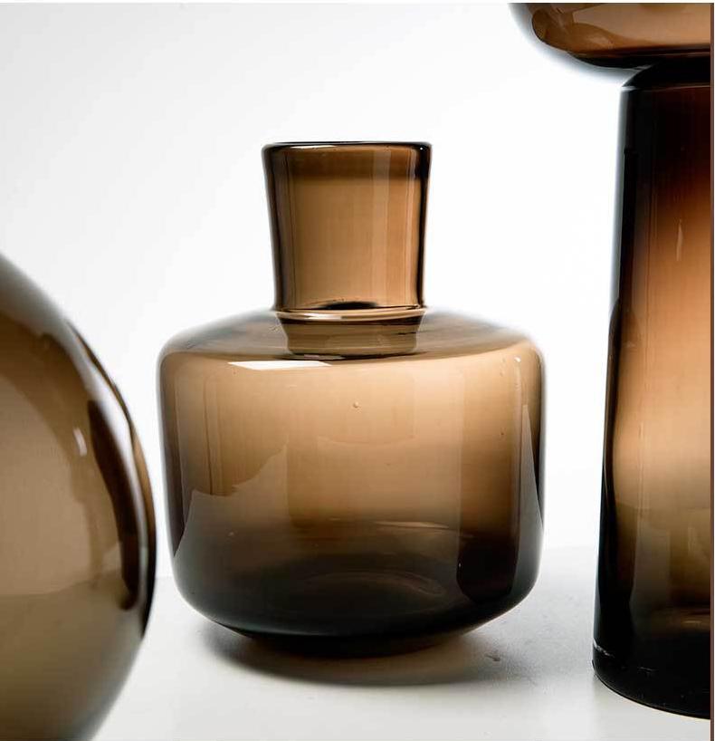 Heavy Brown Glass Vase – Italian Minimalist Art Design