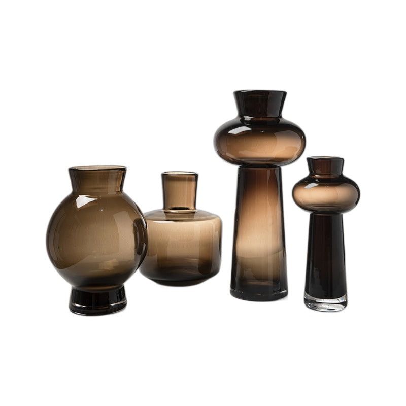 Heavy Brown Glass Vase – Italian Minimalist Art Design