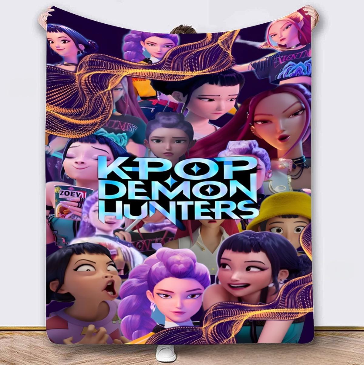 K-POP Demon Hunt Girl Group Flannel Blanket – Soft Anime Fleece Throw