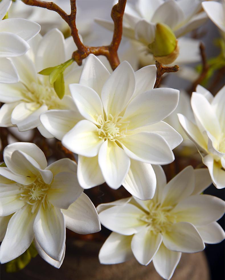 Artificial Magnolia Spray – Handmade 3-Head PU Flower