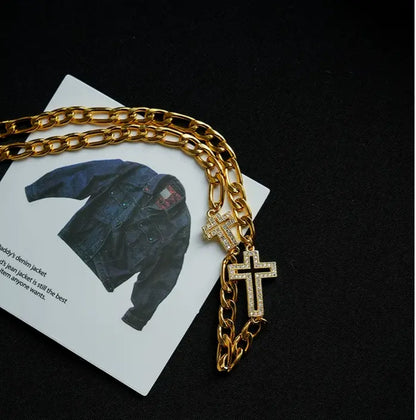 1sman Series – Original Double Cross Gold Pendant Necklace
