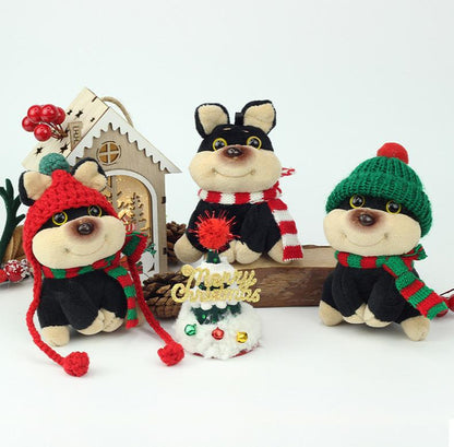 Christmas Bee Dog Plush Keychain – Cute Puppy Holiday Bag Charm